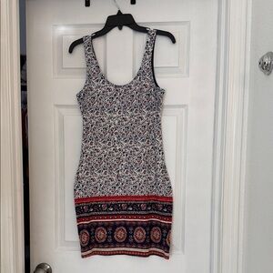 Floral Curvy Sexy Mexican Patterned Mini Dress - Red and Blue